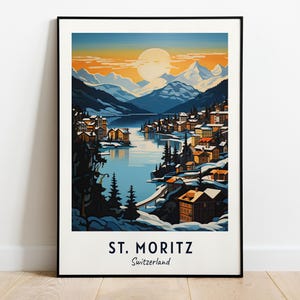 St. Moritz Travel Print, St. Moritz - Switzerland Travel Gift, Printable City Poster, Digital Download, Wedding Gift, Birthday Present