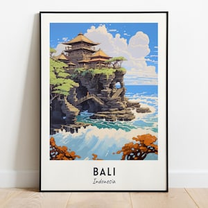 Tanah Lot Temple Travel Print Wall Art, Bali - Indonesia City Print, Tanah Lot Temple Travel Gift, Tanah Lot Temple Poster, Digital Download