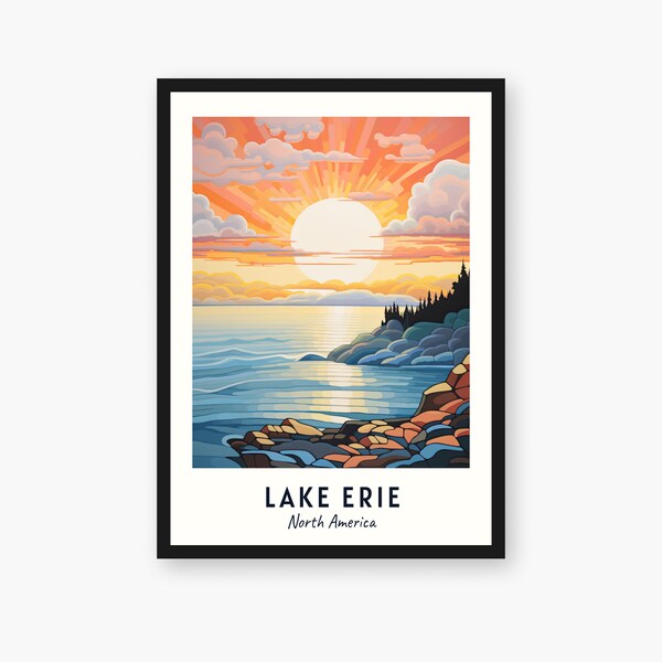 Lake Erie Travel Print, Lake Erie - North America Travel Gift, Printable City Poster, Digital Download, Wedding Gift, Birthday Present