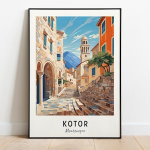 Impresión de viaje al casco antiguo de Kotor (Patrimonio de la Humanidad por la Unesco), impresión de la ciudad de Kotor (Montenegro), descarga digital, regalo de viaje, arte mural