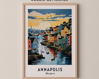 Annapolis Travel Poster Maryland Print Wall Art City Print Cityscape Artwork Travel Wall Decor Digital Download Travel Gift