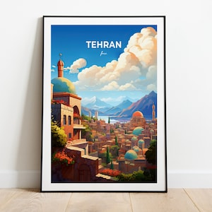 Impresión de la ciudad de Teherán, póster de viaje a Teherán, regalo de viaje a Irán, descarga digital de Teherán, póster de Irán, regalo de Teherán