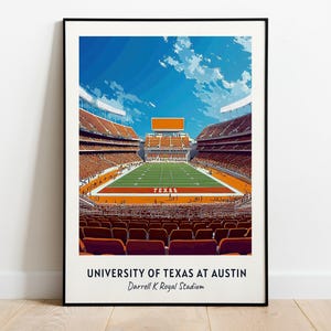 Darrell K Royal Stadium Print: University of Texas Football Art