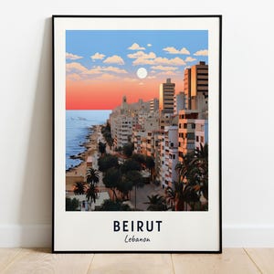 Beiroet reizen print kunst aan de muur, Beiroet - Libanon stad print, Beiroet reiscadeau, Beiroet stad poster, digitale download, reiscadeau, kunst aan de muur