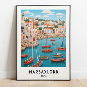 Marsaxlokk Bay And Fishing Village Travel Print Wall Art, Marsaxlokk - Malta City Print, Marsaxlokk Bay And Fishing Village Travel Gift