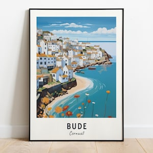 Bude, Cornwall Travel Print Wall Art, Bude - Cornwall City Print, Bude, Cornwall Travel Gift, Bude, Cornwall Poster, Digital Download