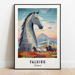 The Kelpies Travel Print Wall Art, Falkirk - Scotland City Print, The Kelpies Travel Gift, The Kelpies Poster, Digital Download, Travel Gift