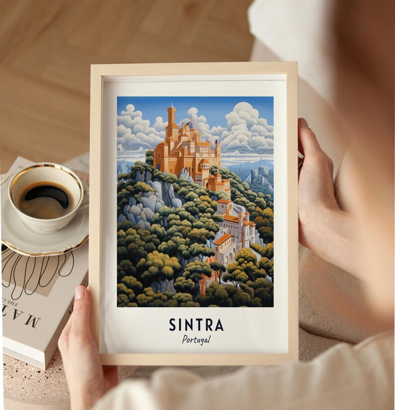 Sintra Travel Poster Pena Palace Wall Art Portugal Print Cityscape Artwork Travel Wall Decor Digital Download Travel Gift image 4