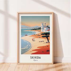 Skikda Travel Poster Collo Beach Wall Art Algeria Print Cityscape Artwork Travel Wall Decor Digital Download Travel Gift