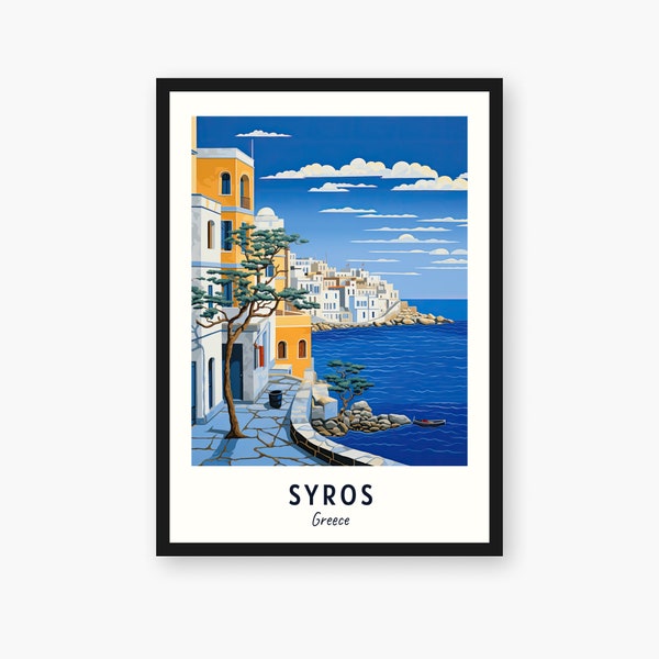 Impression de voyage Syros, Syros - cadeau de voyage en Grèce, affiche de la ville imprimable, téléchargement numérique, cadeau de mariage, cadeau d'anniversaire