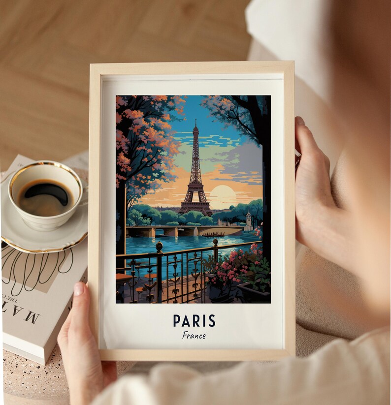 Póster de viaje de París, Francia, impresión de arte de pared, impresión de ciudad, paisaje urbano, obra de arte, decoración de pared de viaje, descarga digital, regalo de viaje imagen 9