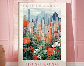Flower Market Hong Kong Print Wall Art China Floral Illustration Botanical Wall Art Trendy Wall Art Modern Poster