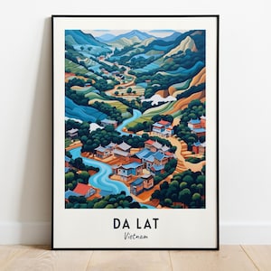 Arte de parede de impressão de viagem do Vale do Amor, impressão da cidade de Da Lat - Vietnã, presente de viagem do Vale do Amor, pôster do Vale do Amor, download digital