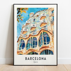 Barcelona Travel Print Wall Art, Barcelona - Spain City Print, Barcelona Travel Gift, Barcelona City Poster, Digital Download, Travel Gift