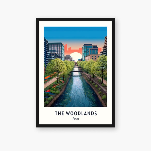 The Woodlands City Print, The Woodlands Travel Poster, Texas Travel Gift, The Woodlands Digital Download, Texas Poster, The Woodlands Gift