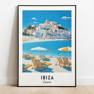 Impresión de pared con diseño de viaje a Ibiza, impresión de la ciudad de Ibiza - España, regalo de viaje a Ibiza, póster de la ciudad de Ibiza, descarga digital, regalo de viaje, regalo de boda