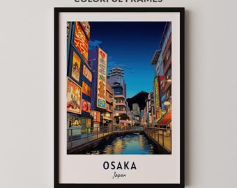 Osaka Travel Poster Japan Print Wall Art City Print Cityscape Artwork Travel Wall Decor Digital Download Travel Gift