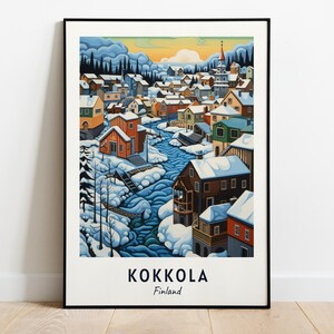 Impresión de pared del casco antiguo de Neristán, impresión de la ciudad de Kokkola (Finlandia), regalo de viaje al casco antiguo de Neristán, póster del casco antiguo de Neristán, regalo de viaje
