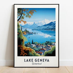 Lake Geneva, Switzerland Travel Print Wall Art, Lake Geneva - Switzerland City Print, Lake Geneva, Switzerland Travel Gift, Lake Geneva