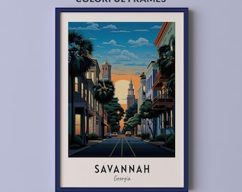 Savannah Travel Poster Georgia Print Wall Art City Print Cityscape Artwork Travel Wall Decor Digital Download Travel Gift