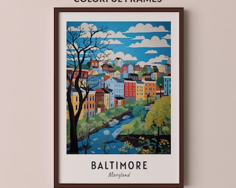 Baltimore Reise Poster Maryland Druck Wand Kunst City Print Stadtbild Kunstwerk Reise Wand Dekor Digital Download Reisegeschenk