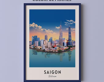 Saigon Travel Poster Vietnam Print Wall Art City Print Cityscape Artwork Travel Wall Decor Digital Download Travel Gift
