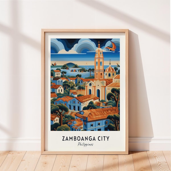Zamboanga City Travel Poster Fort Pilar Wall Art Philippines Print Cityscape Artwork Travel Wall Decor Digital Download Travel Gift