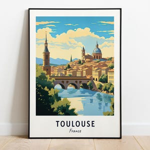 Art mural impression voyage Toulouse, impression ville Toulouse - France, cadeau voyage Toulouse, affiche ville Toulouse, téléchargement numérique, cadeau voyage