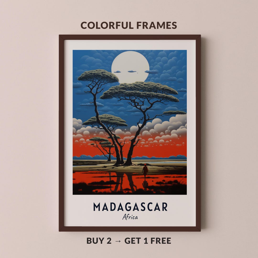 Madagascar Travel Poster Madagascar Africa Wall Art Africa Print