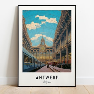 Antwerp Central Station Travel Print Wall Art, Antwerp - Belgium City Print, Antwerp Central Station Travel Gift, Digital Download, Wall Art