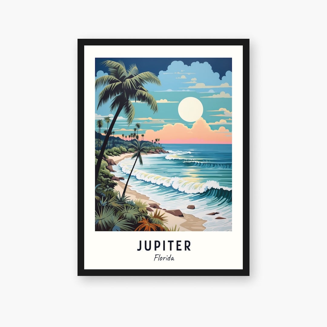 Jupiter City Print, Jupiter Travel Poster, Florida Travel Gift, Jupiter Digital Download
