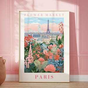 Paris Flower Market Poster, Wall Decor, France Floral Illustration, Botanical Gallery Wall Art, Gift For Friend, Travel Poster, Modern