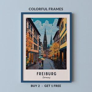 Freiburg Travel Poster Germany Print Wall Art City Print Cityscape Artwork Travel Wall Decor Digital Download Travel Gift