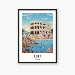 Pula Travel Print, Pula - Croatia Travel Gift, Printable City Poster, Digital Download, Wedding Gift, Birthday Present