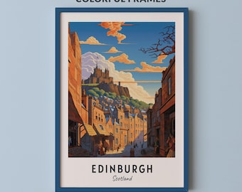 Edinburgh Travel Poster Scotland Print Wall Art City Print Cityscape Artwork Travel Wall Decor Digital Download Travel Gift