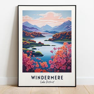 Windermere, Lake District reizen print kunst aan de muur, Windermere - Lake District City print, Windermere, Lake District reiscadeau, Windermere