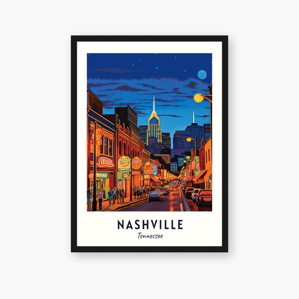 Nashville City Print, Nashville Travel Poster, Tennessee Travel Gift, Nashville Digital Download, Tennessee Poster, Nashville Gift