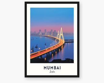 Mumbai City Print, Mumbai Travel Poster, India Travel Gift, Mumbai Digital Download, India Poster, Mumbai Gift