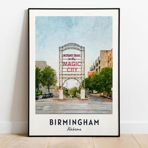 Birmingham Travel Print Wall Art, Birmingham - Alabama City Print, Birmingham Travel Gift, Birmingham City Poster, Digital Download