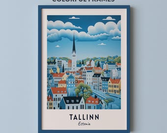 Póster de viaje de Tallin, Estonia, impresión de arte de pared, impresión de ciudad, paisaje urbano, obra de arte, decoración de pared de viaje, descarga digital, regalo de viaje