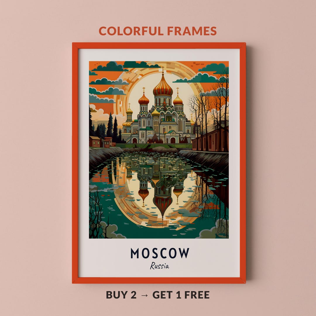 Moscow Travel Poster Russia Print Wall Art City Print Cityscape Artwork ...