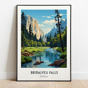 Bridalveil Falls Travel Print Wall Art, Bridalveil Falls - California City Print, Bridalveil Falls Travel Gift, Bridalveil Falls City Poster