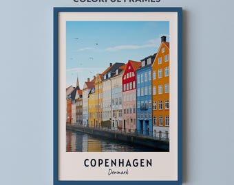 Copenhagen Travel Poster Denmark Print Wall Art City Print Cityscape Artwork Travel Wall Decor Digital Download Travel Gift