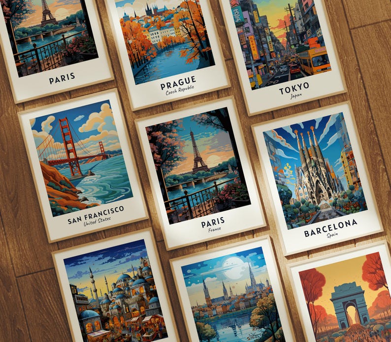 Póster de viaje de París, Francia, impresión de arte de pared, impresión de ciudad, paisaje urbano, obra de arte, decoración de pared de viaje, descarga digital, regalo de viaje imagen 6