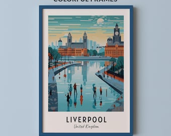 Liverpool Travel Poster United Kingdom Print Wall Art City Print Cityscape Artwork Travel Wall Decor Digital Download Travel Gift