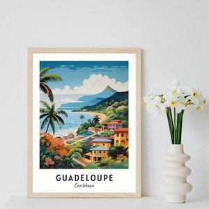 Impression de voyage en Guadeloupe, Guadeloupe cadeau de voyage dans les Caraïbes, affiche imprimable de la ville, téléchargement numérique, cadeau de mariage, cadeau d'anniversaire image 2