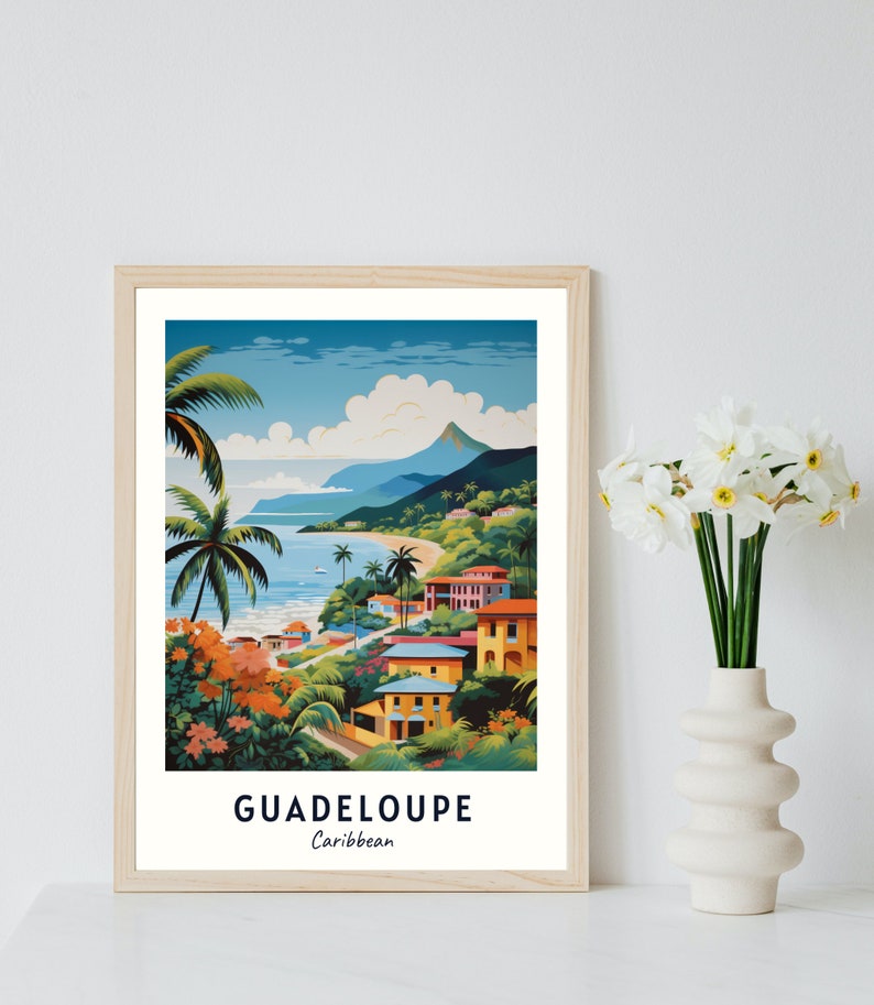 Impression de voyage en Guadeloupe, Guadeloupe cadeau de voyage dans les Caraïbes, affiche imprimable de la ville, téléchargement numérique, cadeau de mariage, cadeau d'anniversaire image 2