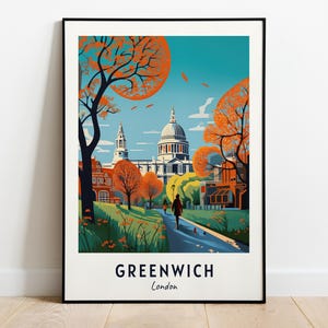 Greenwich, Londyn Podróż Drukuj Ścienną Sztukę, Greenwich - Londyn Miasto Drukuj, Greenwich, Londyn Podróż Prezent, Greenwich, Londyn Plakat, Podróż Prezent
