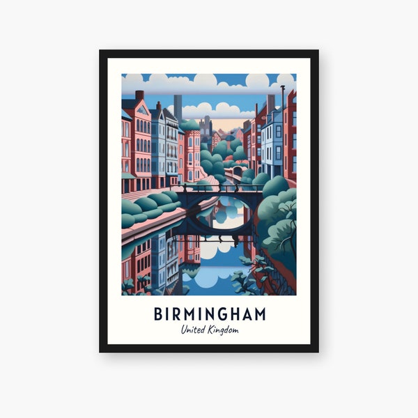 Impression de voyage de Birmingham, Birmingham - cadeau de voyage au Royaume-Uni, affiche de la ville imprimable, téléchargement numérique, cadeau de mariage, cadeau d'anniversaire