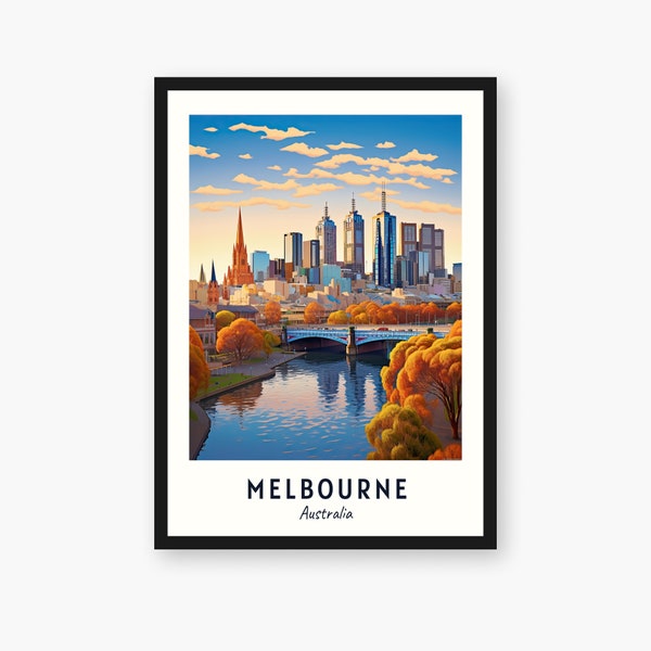 Melbourne City Print, Melbourne Travel Poster, Australia Travel Gift, Melbourne Digital Download, Australia Poster, Melbourne Gift